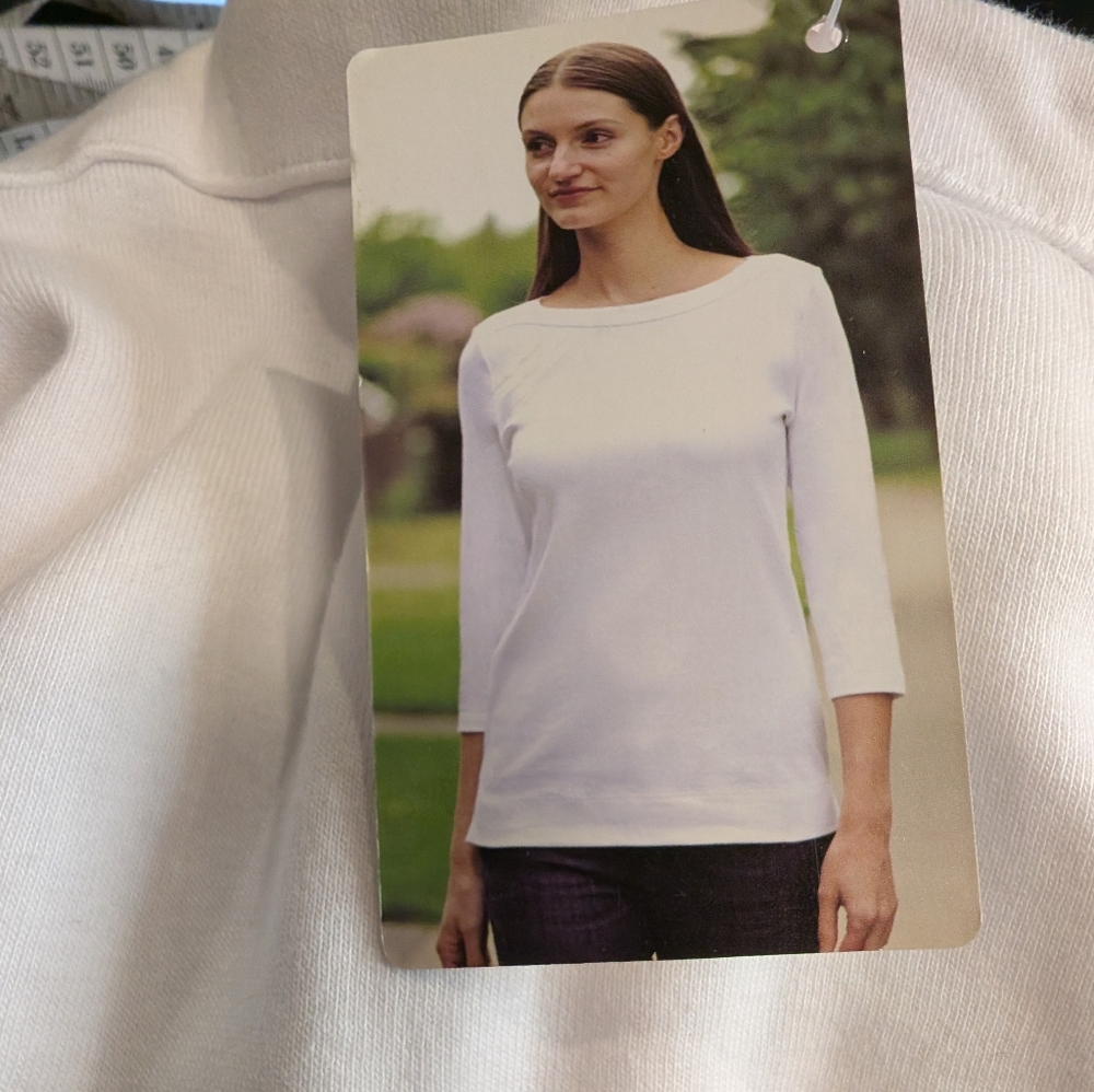 🍀 NEW Seg'ments Boat Neck 3/4 Sleeve Tee | White